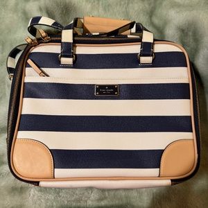 Kate Spade Blue & White Striped Toiletries Bag